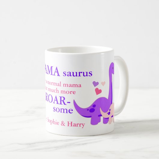 Niedlicher Mamasaurus Muttertag Kaffeetasse (VorderseiteRechts)