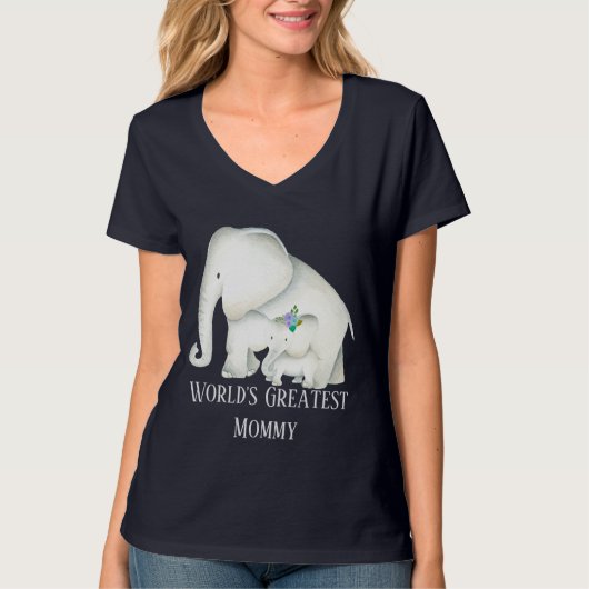 Niedlicher Mami- und Babyelefant T-Shirt (Vorderseite)