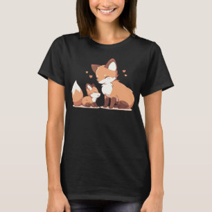 Niedlicher Mami und Babyfuchs T-Shirt