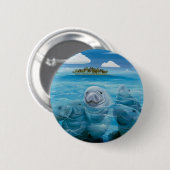 Niedlicher Manatis-Knopf rund Button (Vorne & Hinten)