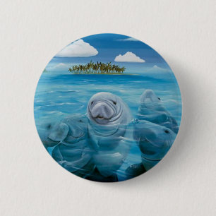 Niedlicher Manatis-Knopf rund Button