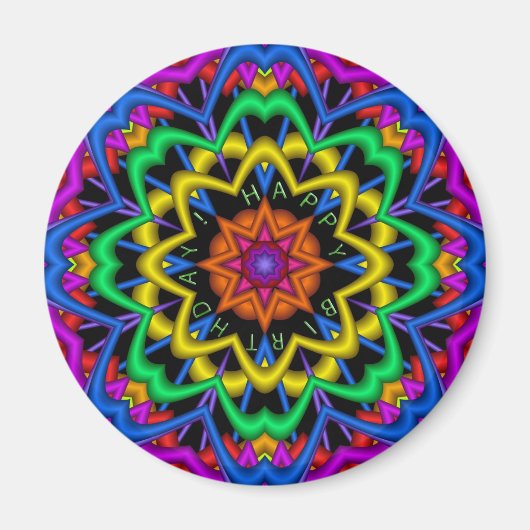 Niedlicher Mandala Geburtstagmagnet mit Text Magnet (Vorne)