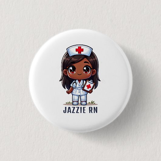 Niedlicher Manga Nurse Cartoon Personalisiert Button (Vorderseite)