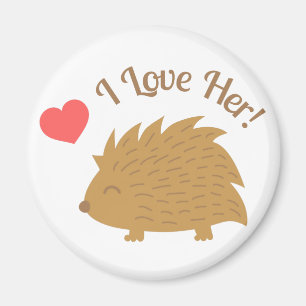 Niedlicher männlicher Igel in der Liebe, i-Liebe Magnet