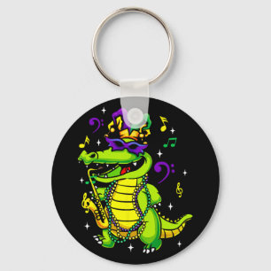 Niedlicher Mardi Gras Alligator für Kinder und Erw Schlüsselanhänger