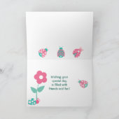 Niedlicher Marienkäfer-Mädchen-Geburtstag Karte (Innenseite)