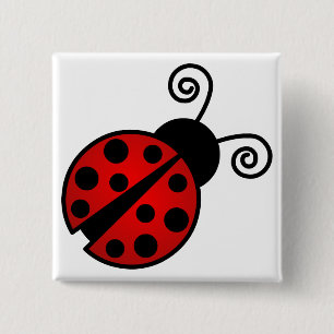 Niedlicher Marienkäfer - Rot und Schwarzes Button