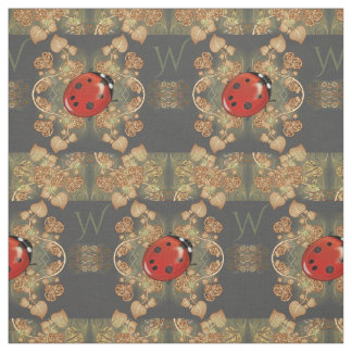 Niedlicher Marienkäfer und Reben mit Monogramm Stoff