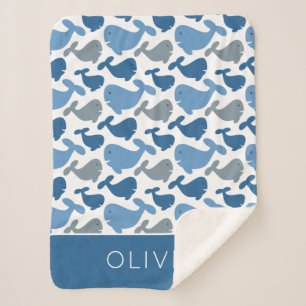 Niedlicher Marine-Blau-grauer Wal-personalisierter Sherpadecke