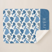Niedlicher Marine-Blau-grauer Wal-personalisierter Sherpadecke (Vorderseite (Horizontal))