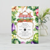 Niedlicher Markt für lokale Bauern Geburtstag Einladung (Stehend Vorderseite)