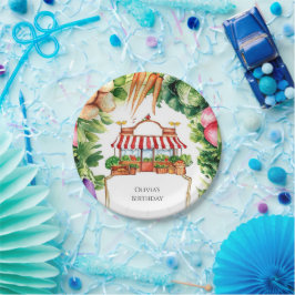 Niedlicher Markt für lokale Bauern Geburtstag Pappteller