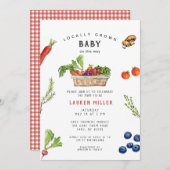 Niedlicher Markt für rustikale Bauern Babydusche Einladung (Vorne/Hinten)