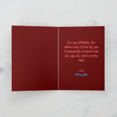 Niedlicher Maroon Funny Chicken und Cake Spaß Gebu Karte (Innenseite)