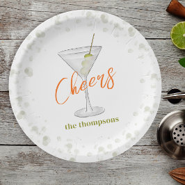 Niedlicher Martini-Cocktail Einfaches Party Pappteller