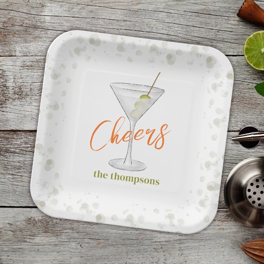 Niedlicher Martini-Cocktail Einfaches Party Pappteller