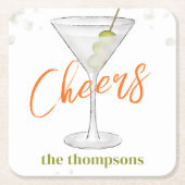 Niedlicher Martini-Cocktail Einfaches Party Rechteckiger Pappuntersetzer (Vorderseite)