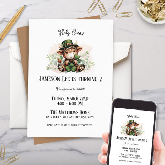 Niedlicher März St Patricks Highland Cow Geburtsta Einladung