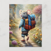 Niedlicher Mäuse auf dem Weg zur Schule Postkarte (Vorderseite)