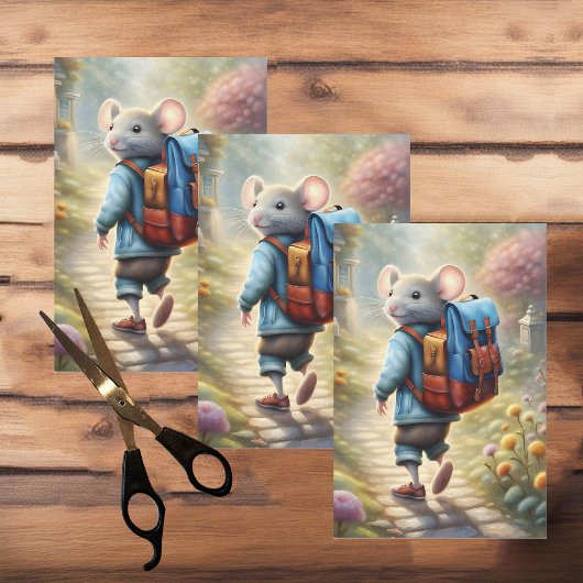 Niedlicher Mäuse auf dem Weg zur Schule Seidenpapier