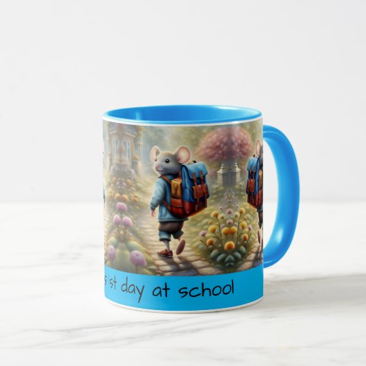 Niedlicher Mäuse auf dem Weg zur Schule Tasse (VorderseiteRechts)