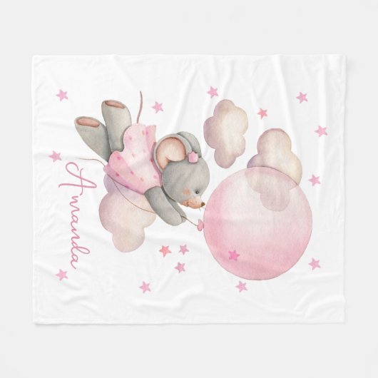 Niedlicher Mäuse-Ballon Fleecedecke (Vorderseite (Horizontal))