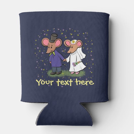 Niedlicher Mäuse Hochzeit Cartoon kann kühler Dosenkühler (Rückseite)