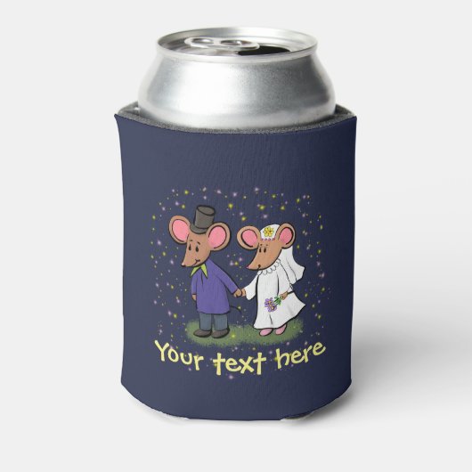 Niedlicher Mäuse Hochzeit Cartoon kann kühler Dosenkühler (Kanne Rückseite)