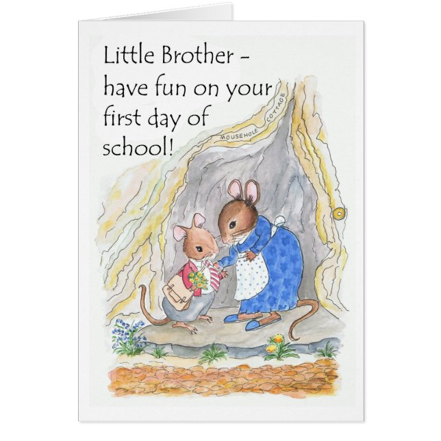 Niedlicher Mausspass Erster Schultag für Bruder (Vorne)