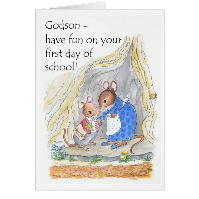Niedlicher Mausspass Erster Schultag für Godson (Vorne)