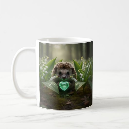 Niedlicher May-Igel mit Smaragdherz Kaffeetasse (Links)