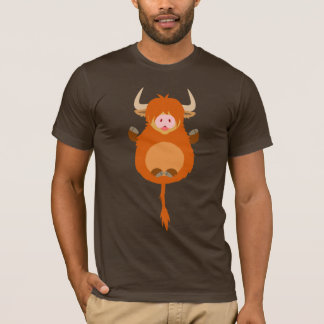 Niedlicher meditierender Cartoon-Hochland-Kuh-T - T-Shirt