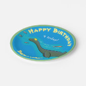 Niedlicher Meerdinosaurier Cartoon personalisiert  Pappteller (Schrägansicht)
