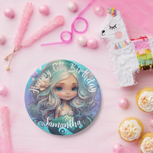 Niedlicher Meerjungfisch Pappteller (Party)