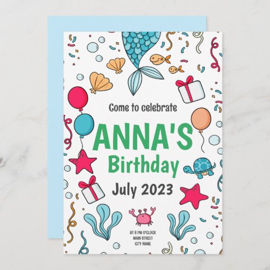 Niedlicher Meerjungfrau-Schwanz, unter dem Meer Ge Einladung (Vorne/Hinten)