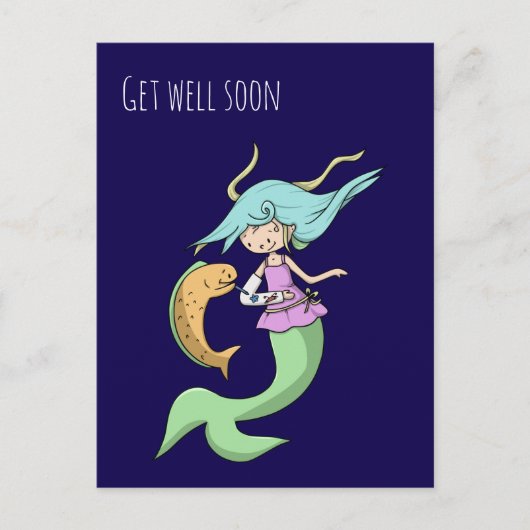 Niedlicher Meerjungfrau-Unfall bald wieder gut Postkarte (Vorderseite)