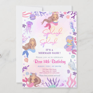 Niedlicher Meerjungfrau unter dem Meer Geburtstag Einladung