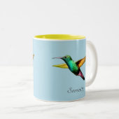 Niedlicher mehrfarbiger Kolibri auf Light Blue Zweifarbige Tasse (VorderseiteRechts)