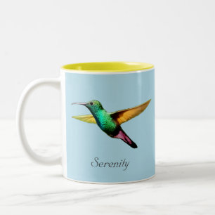 Niedlicher mehrfarbiger Kolibri auf Light Blue Zweifarbige Tasse