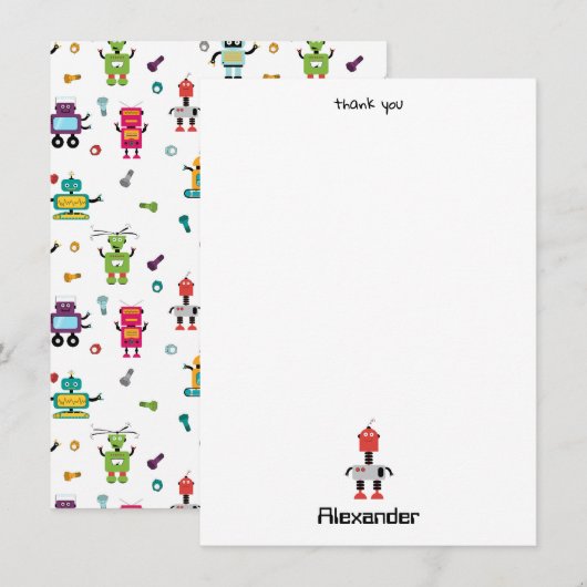 Niedlicher mehrfarbiger Roboter Kids Robot Individ Dankeskarte (Vorne/Hinten)