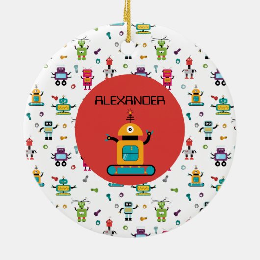 Niedlicher mehrfarbiger Roboter Kids Robot Individ Keramik Ornament (Hinten)