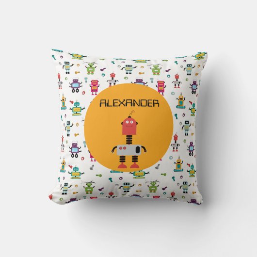 Niedlicher mehrfarbiger Roboter Kids Robot Individ Kissen (Vorderseite)