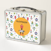 Niedlicher mehrfarbiger Roboter Kids Robot Individ Metall Brotdose (Vorderseite)