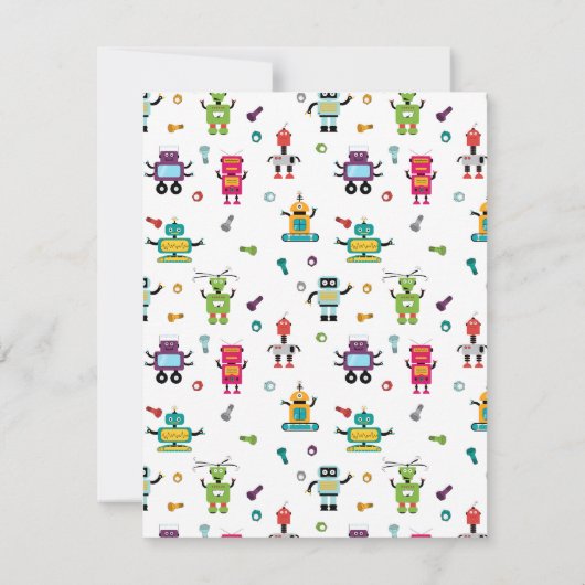 Niedlicher mehrfarbiger Roboter Kids Robot Individ Mitteilungskarte (Rückseite)