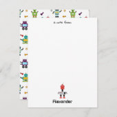 Niedlicher mehrfarbiger Roboter Kids Robot Individ Mitteilungskarte (Vorne/Hinten)