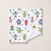Niedlicher mehrfarbiger Roboter Kids-Roboter Badhandtuch Set (Waschlappen)