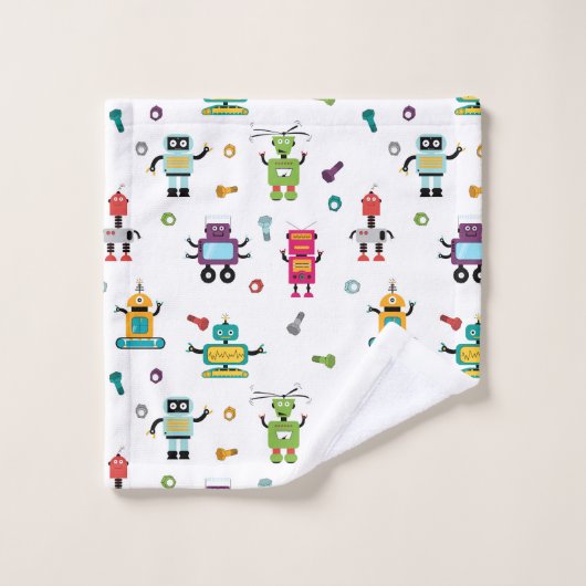 Niedlicher mehrfarbiger Roboter Kids-Roboter Badhandtuch Set (Waschlappen)