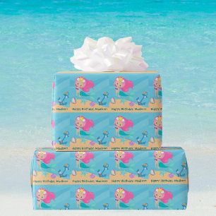 Niedlicher Mermaid Girl Geburtstagsparty Custom Be Geschenkpapier