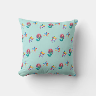 Niedlicher Mermaid Hai Regenbogen bunt Geburtstags Kissen