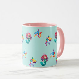 Niedlicher Mermaid Hai Regenbogen bunt Geburtstags Tasse